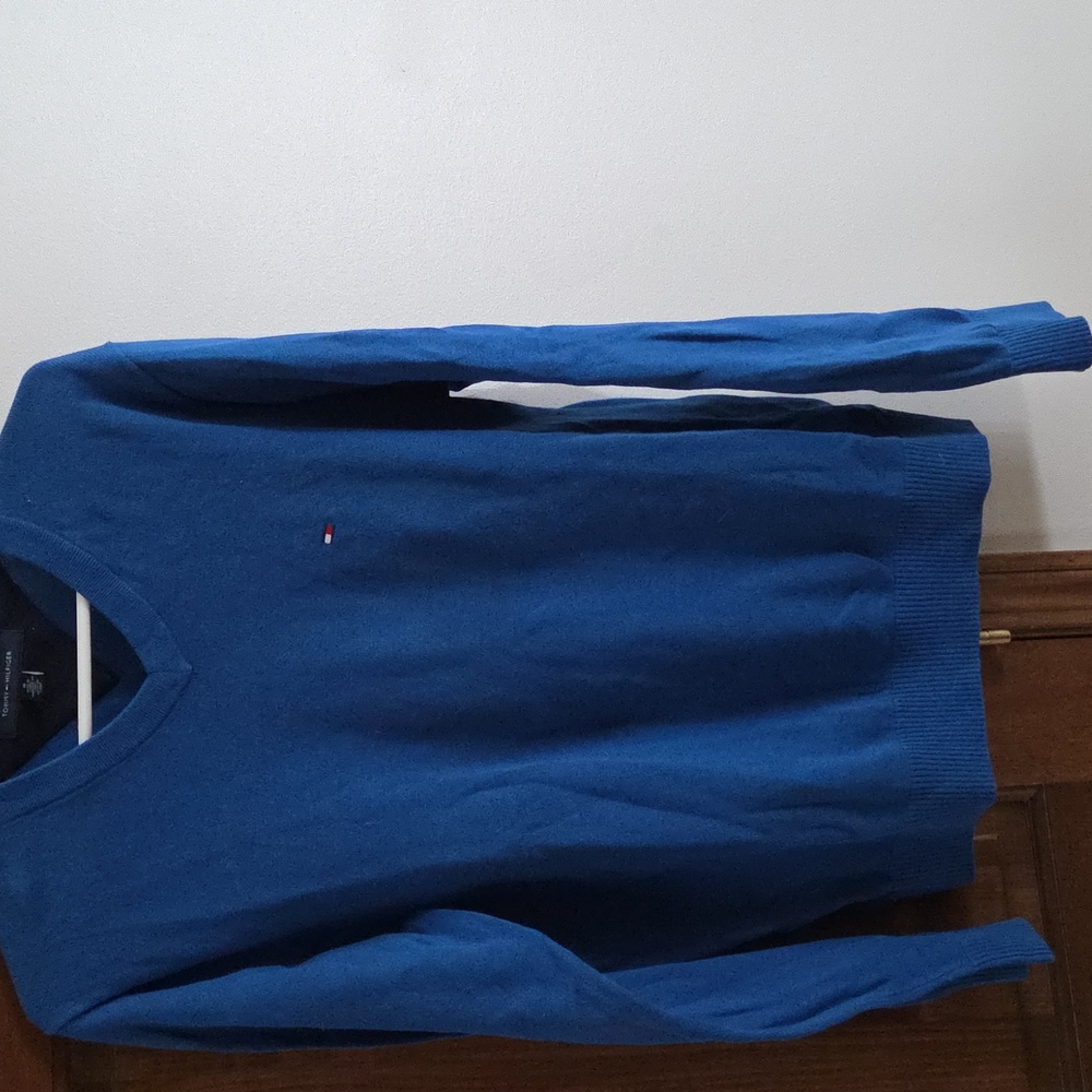 Tommy Hilfiger V-neck Royal Blue Mens Sweater, M